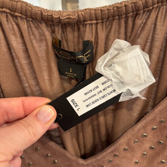 AS by DF Monte Carlo Rhinestone-Embellished Suede Camisole L NWT - Picture 4 of 7